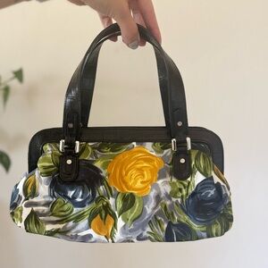 Kate Spade New York Floral Print Handbag with Croc-Embossed Leather Trim